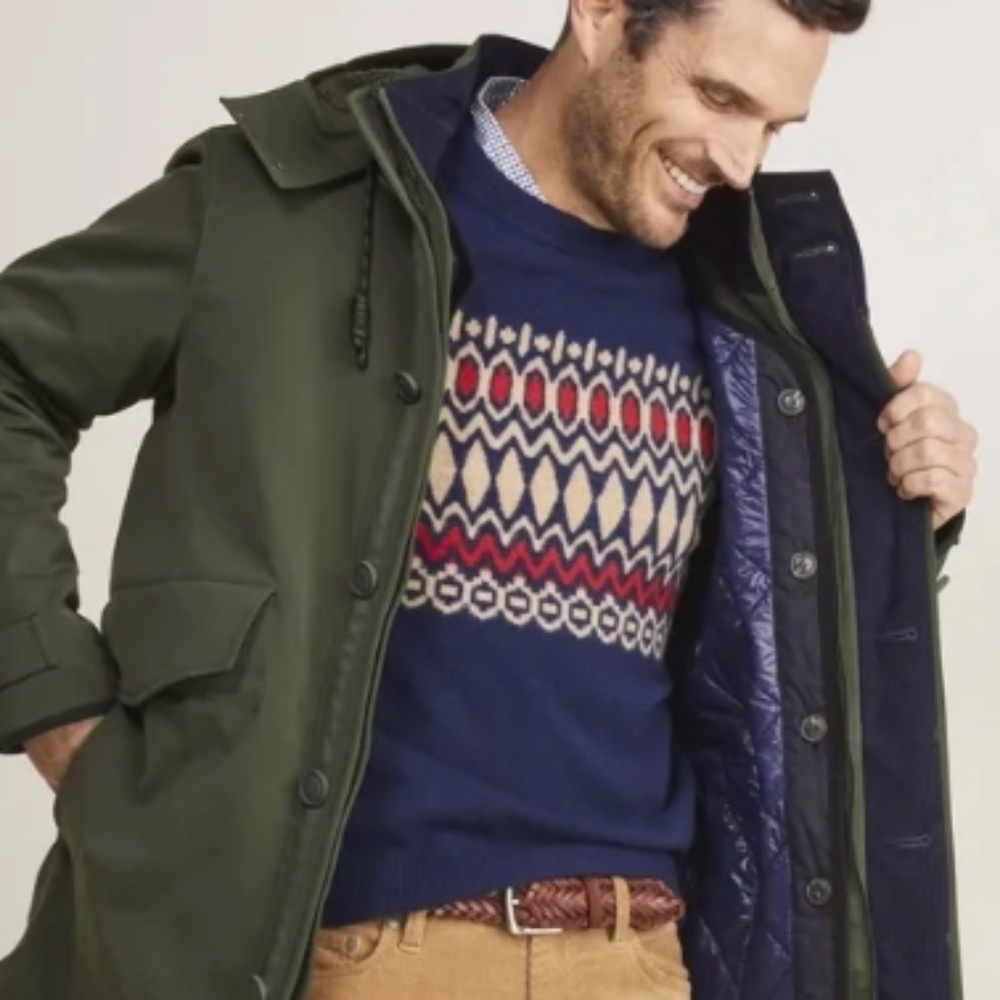 Vineyard Vines Three-In-One Parka Mens XL Olive green Lined Warm Preppy Insulate